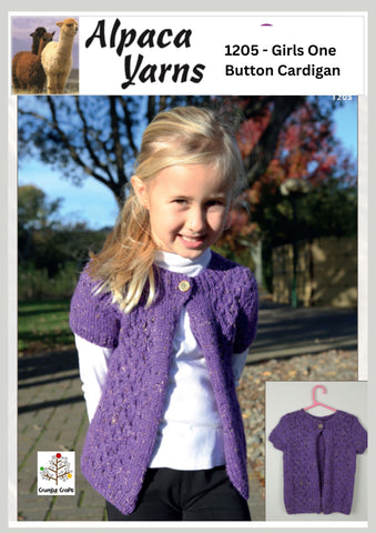 1205 Girls One Button Cardigan (e-pattern)