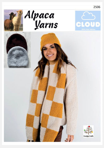 2506 Cloud Check Scarf & Beanie (e-pattern)