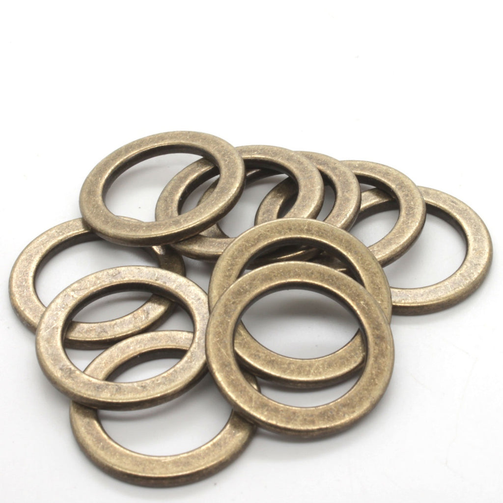 25mm Antique Brass Flat O-Rings (ea)