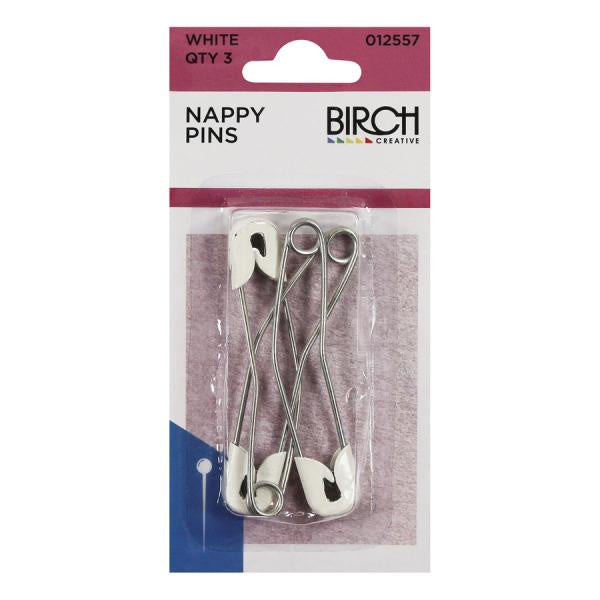 Nappy Pins Qty 3 White 012557