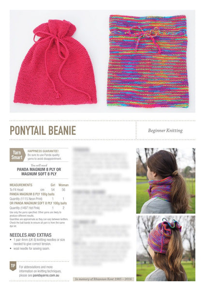 154 Rhiannon Ponytail Beanie Leaflet d/c