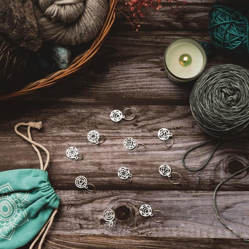 Mindful Sterling Silver Plated Chakra Stitch Markers 36632