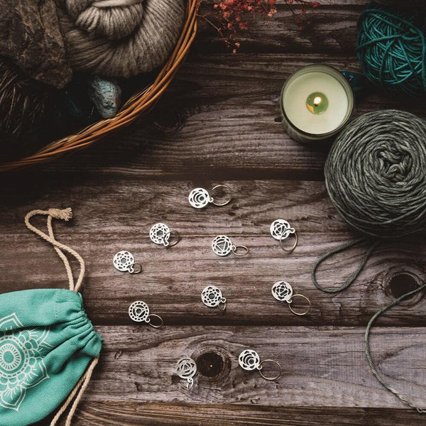 Mindful Sterling Silver Plated Chakra Stitch Markers 36632