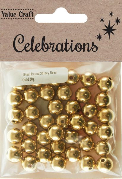 Xmas Round Gold Beads 10mm XMAS18048