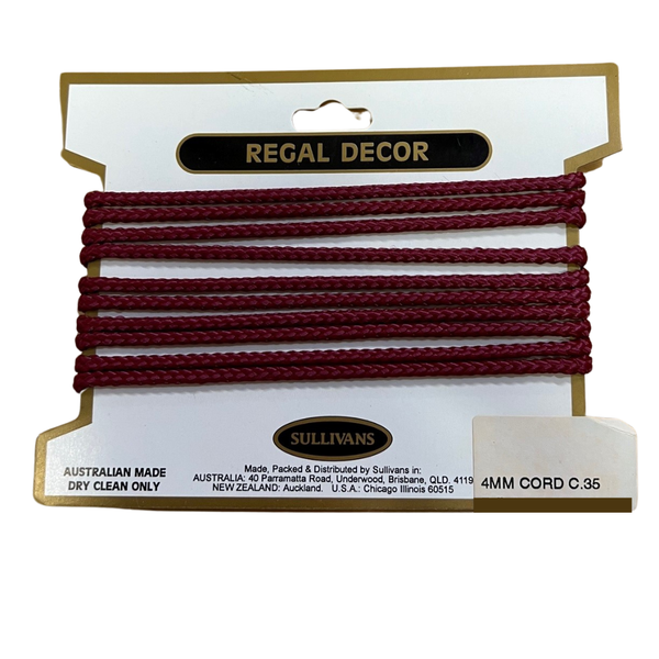 Cord 4mm Burgundy | 2.5m card