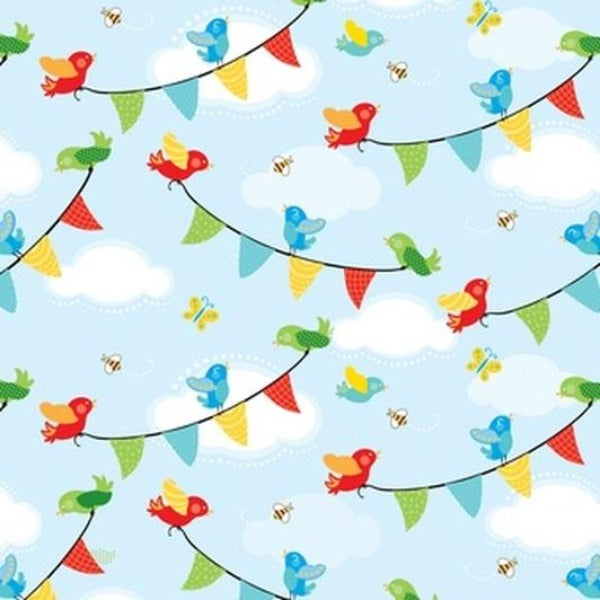 Noah's Ark Flannel Birds Blue F8006 | Offcut | RRP $56