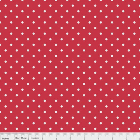 Swiss Dot White Dot on Red C670-80 110cm