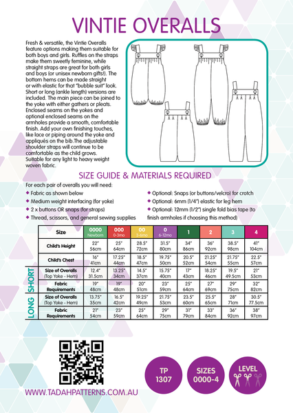 TP1307 Vintie Overalls Pattern